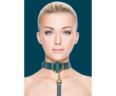 Ouch By Shots OUCH! Halo Adjustable Collar and Leash Set - Gold Accents, Leather Look