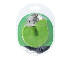 Ouch By Shots Ouch! Heavy-Duty Fluffy Handcuffs Žalias - Secure Lock, Soft Lining