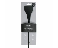 Ouch! Leather Juodas Whip with Long Handle and Metal Accents