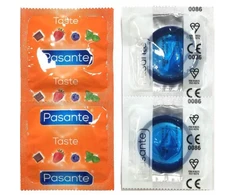 Pasante Healthcare Pasante Blueberry Flavour Condoms 144 pcs - Coloured &amp; Lubricated, 53 mm