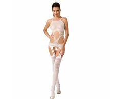 Passion Woman Passion BS047 Baltas Bodystocking - Elegant Embroidered One Size Lingerie