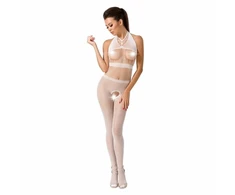 Passion Woman Passion BS048 Baltas Bodystocking One Size - Elegant Lace Mesh Design