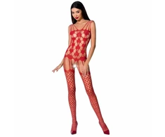 Passion Woman Passion BS067 Raudona Mesh Bodystocking with Lace Details One Size