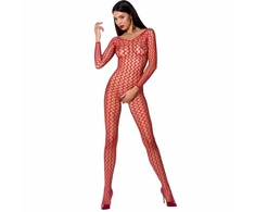 Passion Woman Passion BS068 Raudona Lace Fishnet Bodystocking One Size - Elegant Design