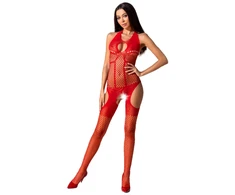 Passion Woman Passion BS079 Bodystocking Raudona One Size - Elegant Lace Mesh Design