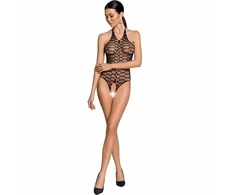 Passion Woman Passion BS087 Juodas Fishnet Bodystocking with Lace Details One Size