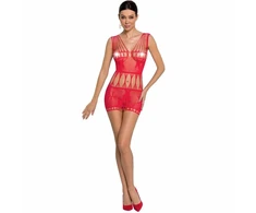Passion Woman PASSION BS090 Raudona Mesh Bodystocking with Lace Design One Size