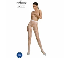 PASSION WOMAN GARTER &amp; STOCK PASSION ECO S007 Bodystocking Baltas - Eco-Friendly Recycled Material, One Size