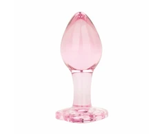 Pink Rožinė Anal Collection Glass Plug Medium Heart-Shaped Base 8.3 cm Rožinė