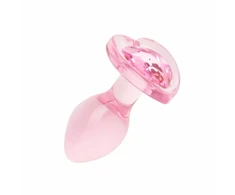 Pink Rožinė Anal Collection Glass Plug Small Rožinė 7cm Heart-Shaped Base