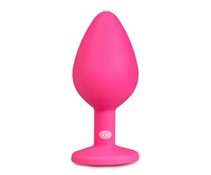 Pink EasyToys Diamond Plug Medium Rožinė - Silicone Intimate Priedas with Gemstone Base