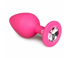 Pink EasyToys Diamond Plug Medium Rožinė - Silicone Intimate Priedas with Gemstone Base