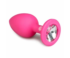 Pink Rožinė EasyToys Diamond Plug Small Rožinė - Silicone Intimate Priedas with Jewel Base