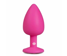 Pink EasyToys Silicone Intimate Plug Large Rožinė with Decorative Gemstone