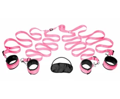 Pink FRISKY Bed Cuff System Rožinė - Adjustable Neoprene Bedroom Restraint Kit