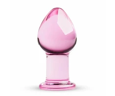 Pink Rožinė Glas Rožinė Medium Anal Glass Plug - Smooth Borosilicate, 4.3 cm