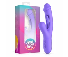 Pink Rožinė Good Vibes Only Tess Silicone Rabbit Vibrator with Dual Motors Rožinė