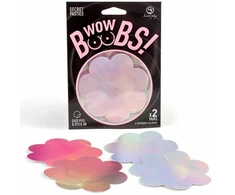 Secretplay 100 Fetish Rožinė Secret Play WOW BOOBS! Holographic Flower Nipple Covers Set, Sidabrinis &amp; Rožinė, 7.5cm