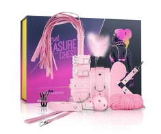 Pink Rožinė Secret Pleasure Chest Rožinė 11-Piece Adjustable Bondage Kit for Couples