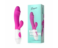 Pink Rožinė Teazers Rožinė Dual-Action Silicone Rabbit Vibrator, 10 Modes, Atsparus vandeniui