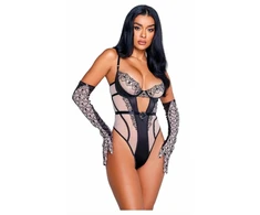 Playboy Bunny Kiss Body - Heart Embroidery &amp; Satin, Juodas, S-M