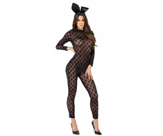 Playboy Lingerie Bunny 2-Piece Set Juodas - Logo Mesh &amp; Ears Costume