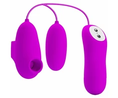 Pretty Love Vibrating Bullet &amp; Air Pulse Intimate Device, 12 Functions, Violetinė