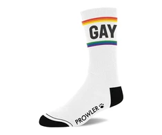 Prowler Pride Socks Baltas Rainbow Stripes LGBT Support Unisex