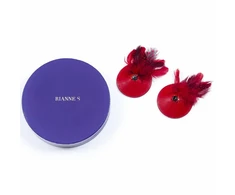 Rianne S Pasties Birds Raudona - Elegant Leather &amp; Feather Priedas