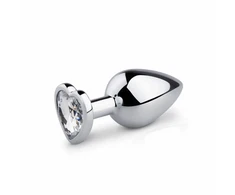 Rimba Aliuminio Heart Gem Plug - Medium, Tapered, Polished Sidabrinis