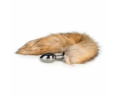 Rimba Aliuminio Plug with Faux Fox Tail - Sidabrinis &amp; Pilkas, Medium
