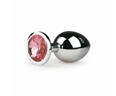 Rimba Metal Intimate Plug Sidabrinis-Rožinė Medium - Aluminum, Crystal Accent