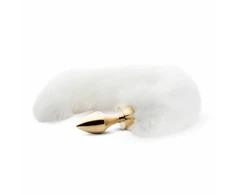 Easytoys Rimba Metal Intimate Plug with Faux Fox Tail - Sidabrinis &amp; Pilkas, Medium