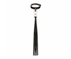 Rosy Gold Collar &amp; Flogger Set Juodas - Elegant Adjustable Priedas