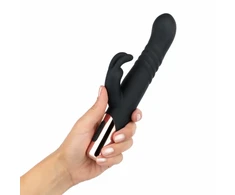 Rosy Gold Rabbit Vibrator Thrusting System Juodas 13cm USB Rechargeable