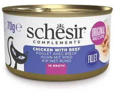 Agras Pet Foods Kačių Maistas - SCHESIR Vištiena su Jautiena Sultinyje 70g Be Gliuteno Be Sojų