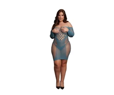 Shots Le Desir Queen Size Long Sleeve Net Mini Dress Juodas