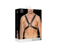 Ouch By Shots Shots Leather Chest Harness Adjustable Large Buckle One Size Juodas