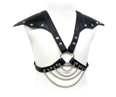 Leather Body SINNER GEAR Leather Harness with Metal Chains Adjustable S-XL Juodas