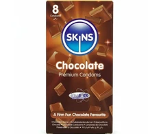 Skins Chocolate Premium Condoms 8-Pack - Scented, Extra Lubricated, Natural Latex