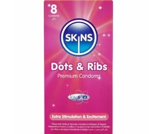 Skins Dots &amp; Ribs Premium 8-Pack Textured Latex Condoms Vanilla Scent