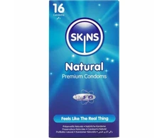 Skins Natural Premium Latex Protection 16-Pack, Ultra-Thin &amp; Vanilla Scent