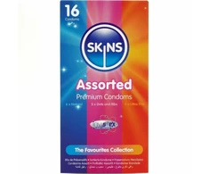 Skins Premium Assorted Latex Condoms Pack 16 pcs - Mixed Textures &amp; Ultra-Thin