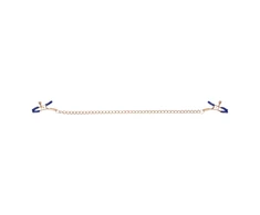 Sportsheets Cougar Adjustable Gold Chain Nipple Clamps with Mėlyna Tips