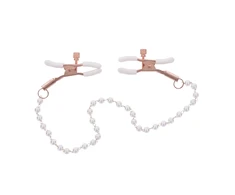 Sportsheets S&amp;M Peaches n' CreaMe Pearl Nipple Clamps Rose Gold Adjustable