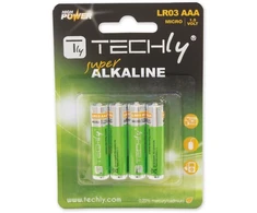 Techly 1,5V AAA LR03 šarminės baterijos, 4 vnt.