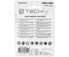 Techly 1,5V AAA LR03 šarminės baterijos, 4 vnt.
