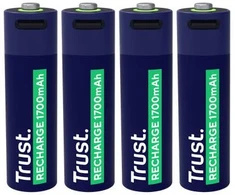 TRUST LI-ION AA 1.5V 1700MAH USB-C Įkraunama Baterija 4 vnt.