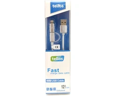 USB kabelis Tellos TPE 2in1 microUSB-Lightning sidabrinis, 1.2m