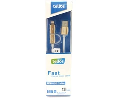 USB kabelis Tellos TPE 2in1 microUSB-Lightning auksinis, 1.2m